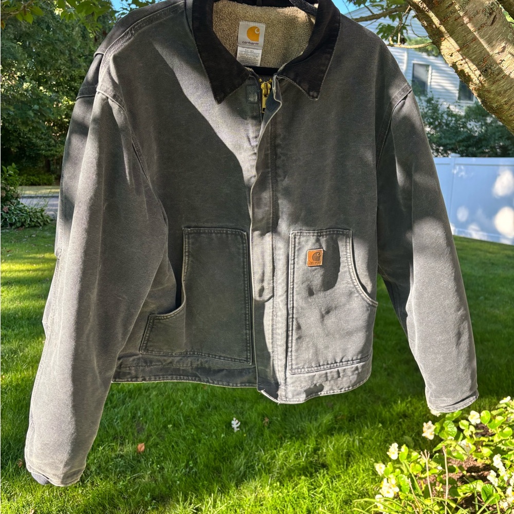 SOLDCarhartt Charcoal Jacket with Black Corduroy Collar